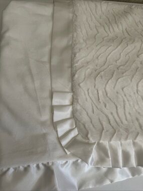Pickles Journey Baby Blanket White Plush Satin Trim Baby Security Blanket 28”x38